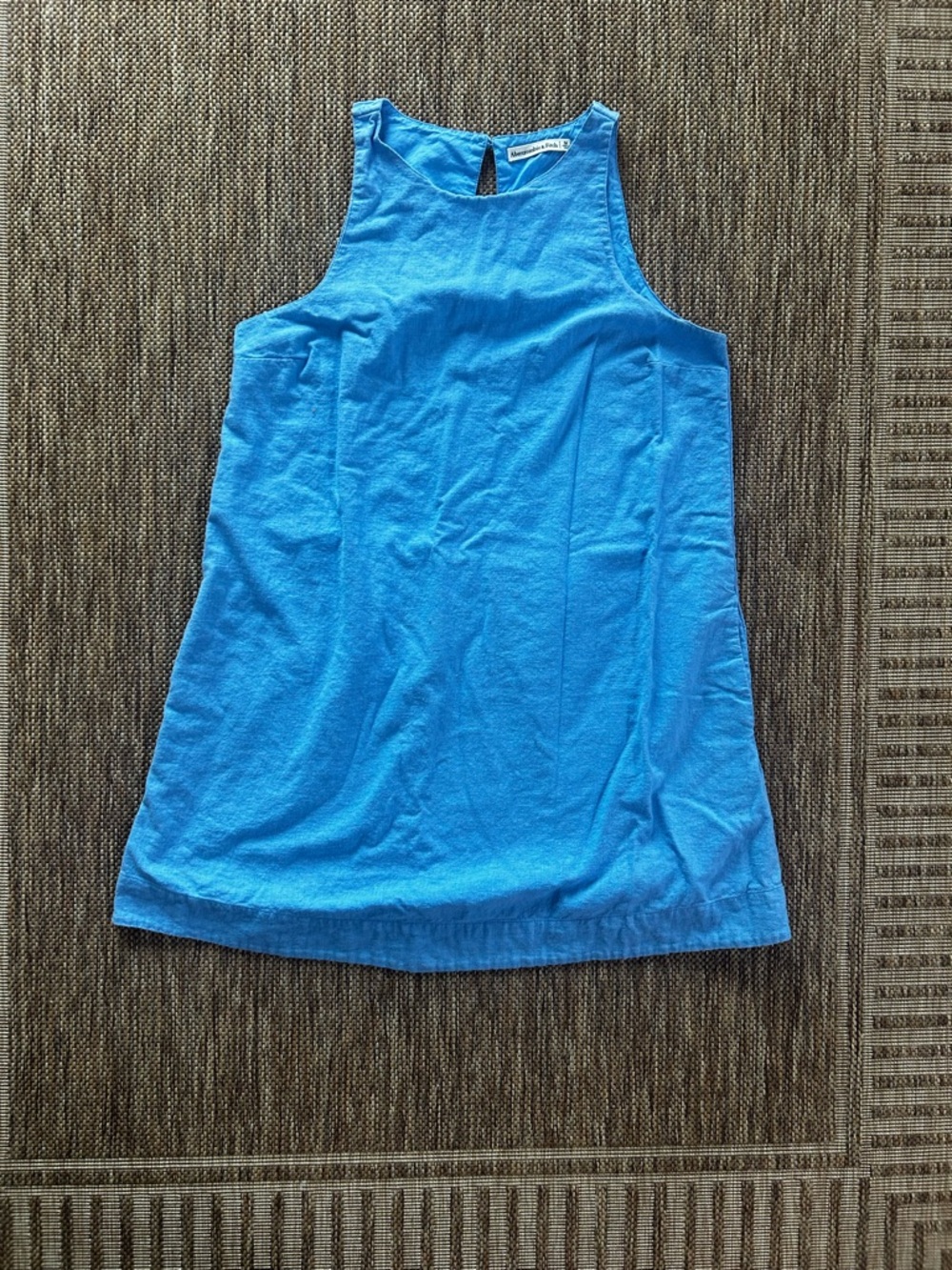 Abercrombie blue linen blend high neck mini dress | size medium